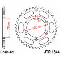 Steel Standard Rear Sprocket 1844 - 428 JT SPROCKETS