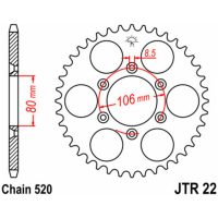 Steel Standard Rear Sprocket 22 - 520 JT SPROCKETS