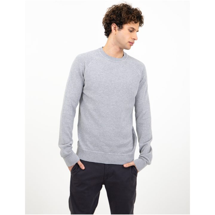 Stickad tröja Ashland Casual Gråmelerad James Harvest – billede 2