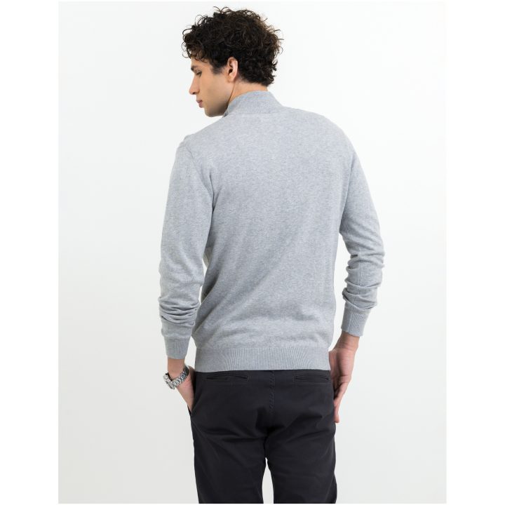 Stickad tröja Ashland Halfzip Gråmelerad James Harvest – billede 3
