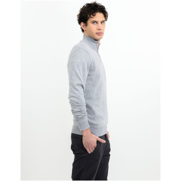 Stickad tröja Ashland Halfzip Gråmelerad James Harvest – billede 4