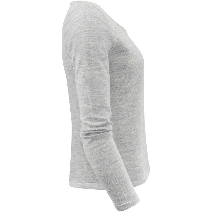 Stickad tröja Dam Merino U Ljusgrå melerad J.Harvest & Frost XS – billede 4