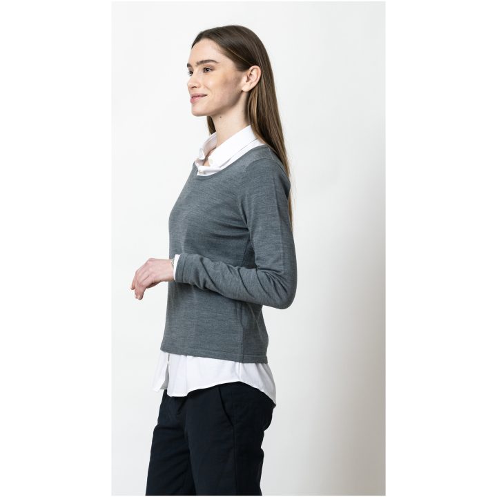 Stickad tröja Dam Merino U Mörkgrå melerad J.Harvest & Frost XS – billede 7