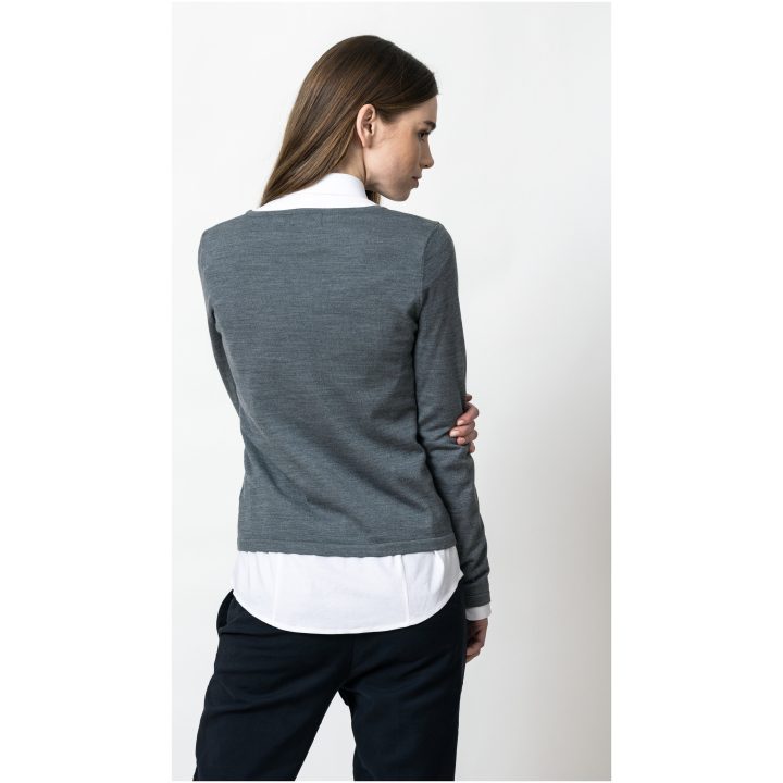 Stickad tröja Dam Merino U Mörkgrå melerad J.Harvest & Frost XS – billede 8