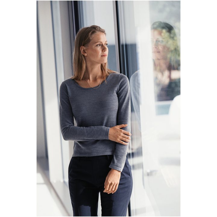 Stickad tröja Dam Merino U Mörkgrå melerad J.Harvest & Frost XS – billede 10