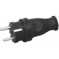 Stikprop, Lige, Med jord, Sort, 16A, 250V, IP44 MALMBERGS