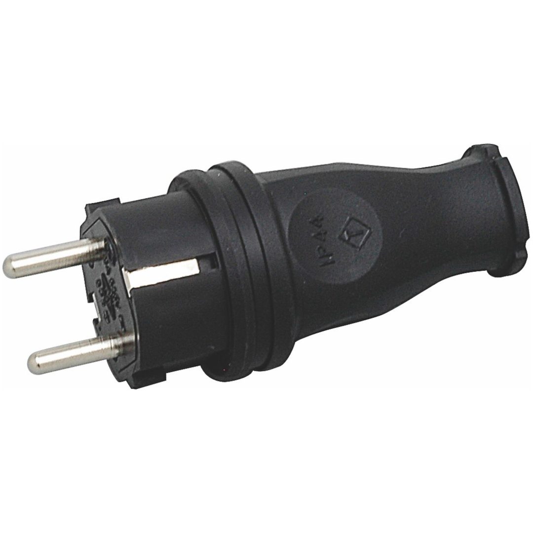 Stikprop, Lige, Med jord, Sort, 16A, 250V, IP44 MALMBERGS