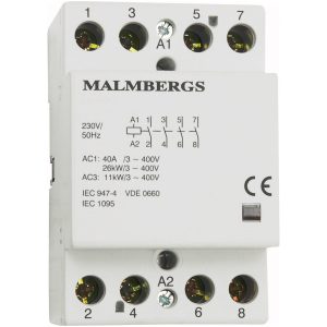 Støjfri kontaktor, 4kW, 24A MALMBERGS
