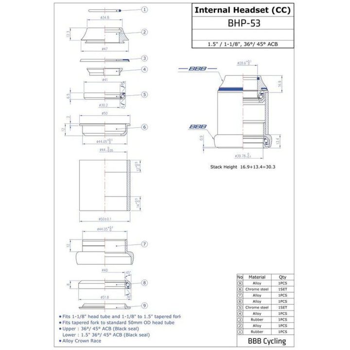 Styrelager Semi-Integrated 1.1 8 til Tapered BBB – billede 2