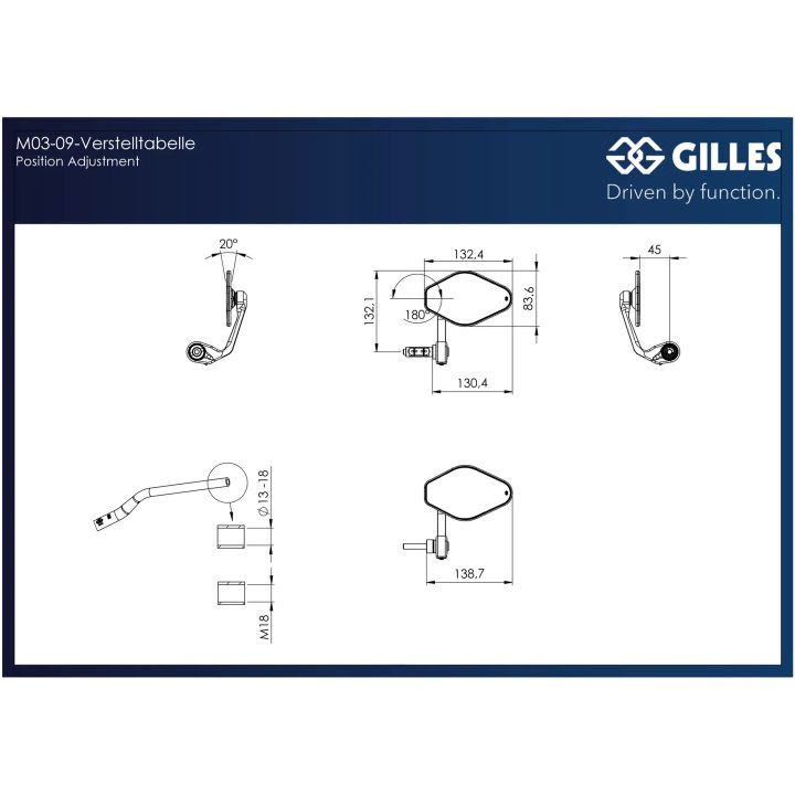 Styrendsspejl Stratos Sort Aluminium GILLES TOOLING – billede 2