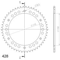 Supersprox Alu BakdrevYA WR125 Röd 53