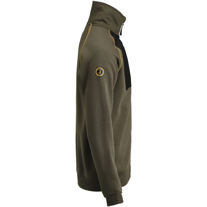 Sweatshirt 5141 Hel-Zip Oliv Jobman – billede 2