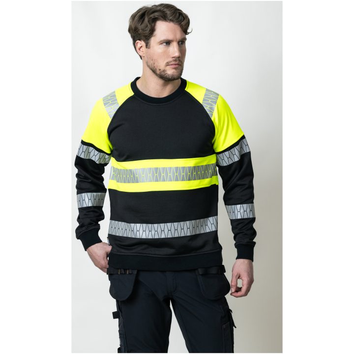 Sweatshirt 5224 Varsel Svart Gul Jobman – billede 4