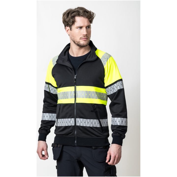Sweatshirt 5225 Hel-Zip Varsel Svart Gul Jobman – billede 5