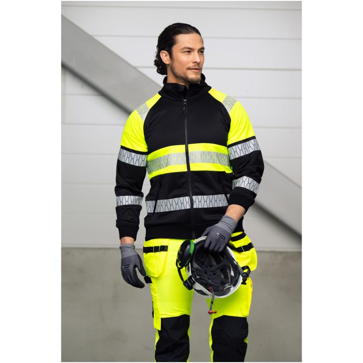 Sweatshirt 5225 Hel-Zip Varsel Svart Gul Jobman – billede 9