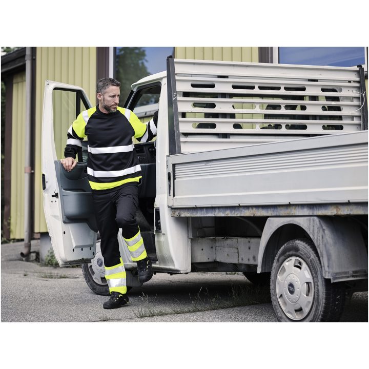 Sweatshirt Varsel 5124 Technical Sort/Gul Jobman Medium – billede 5