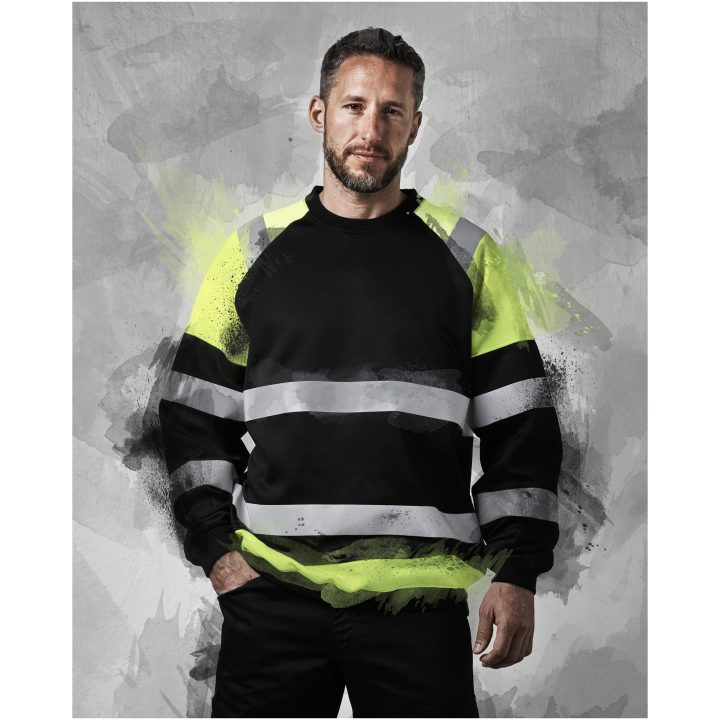 Sweatshirt Varsel 5124 Technical Sort/Gul Jobman Medium – billede 6