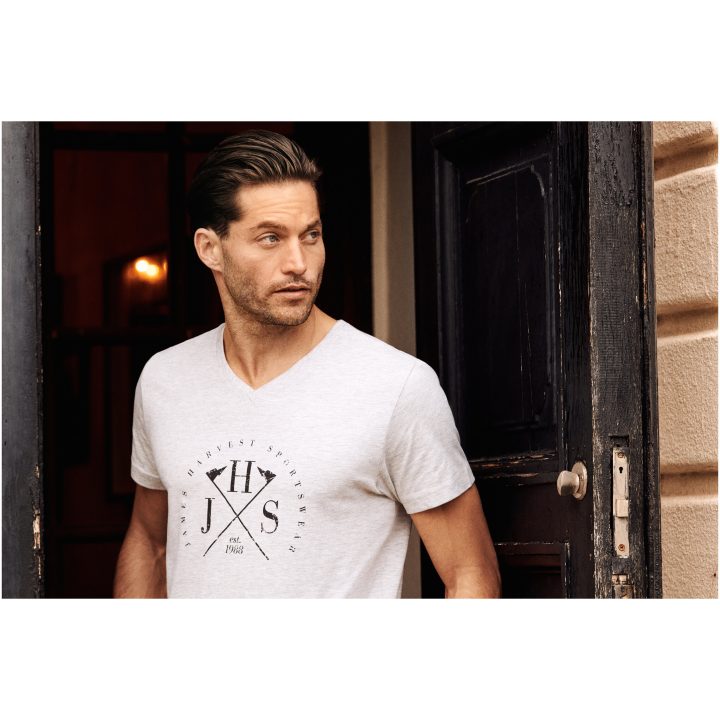 T-shirt American V Askgrå James Harvest – billede 10