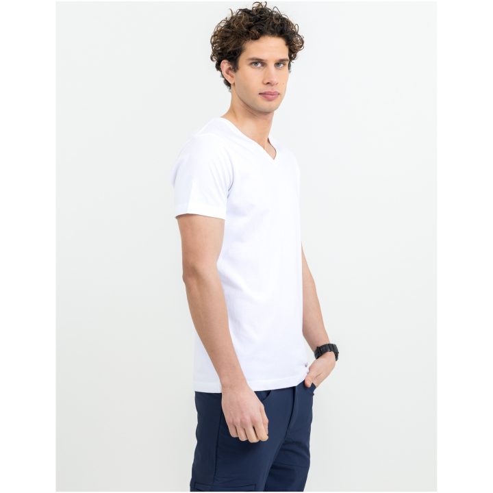 T-shirt Heavy V-neck Vit Printer Essentials s – billede 3