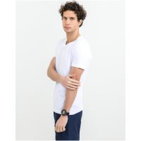 T-shirt Heavy V-neck Vit Printer Essentials