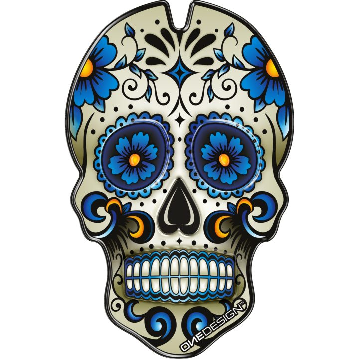 Tankpad Resin/soft Touch Blå/hvid Skull ONEDESIGN – billede 4