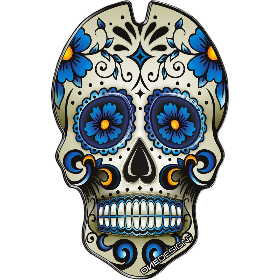 Tankpad Resin/soft Touch Blå/hvid Skull ONEDESIGN