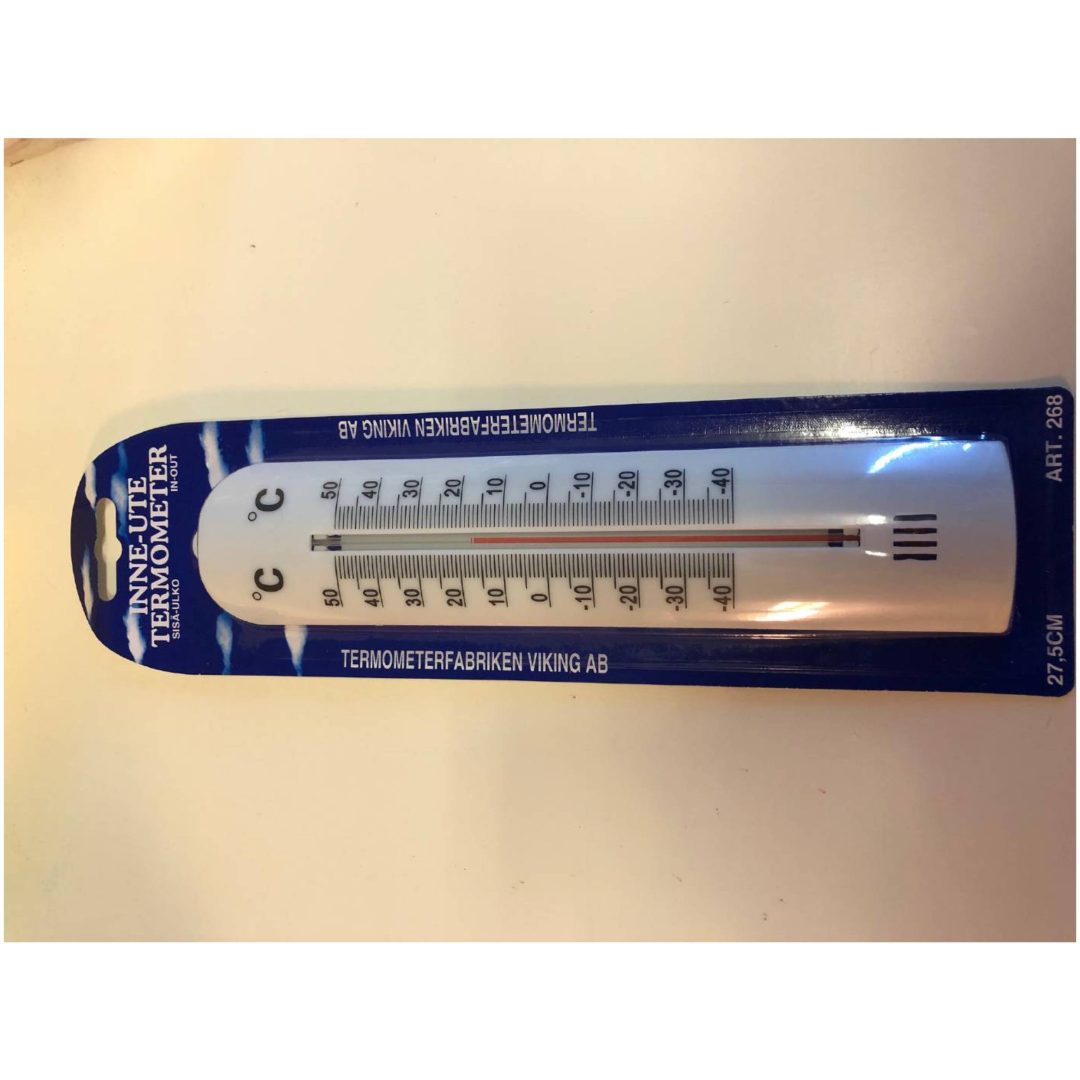 Termometer indendørs/udendørs Termometerfabriken Noname TERMOMETER INDE/UDE HVID 268X60MM