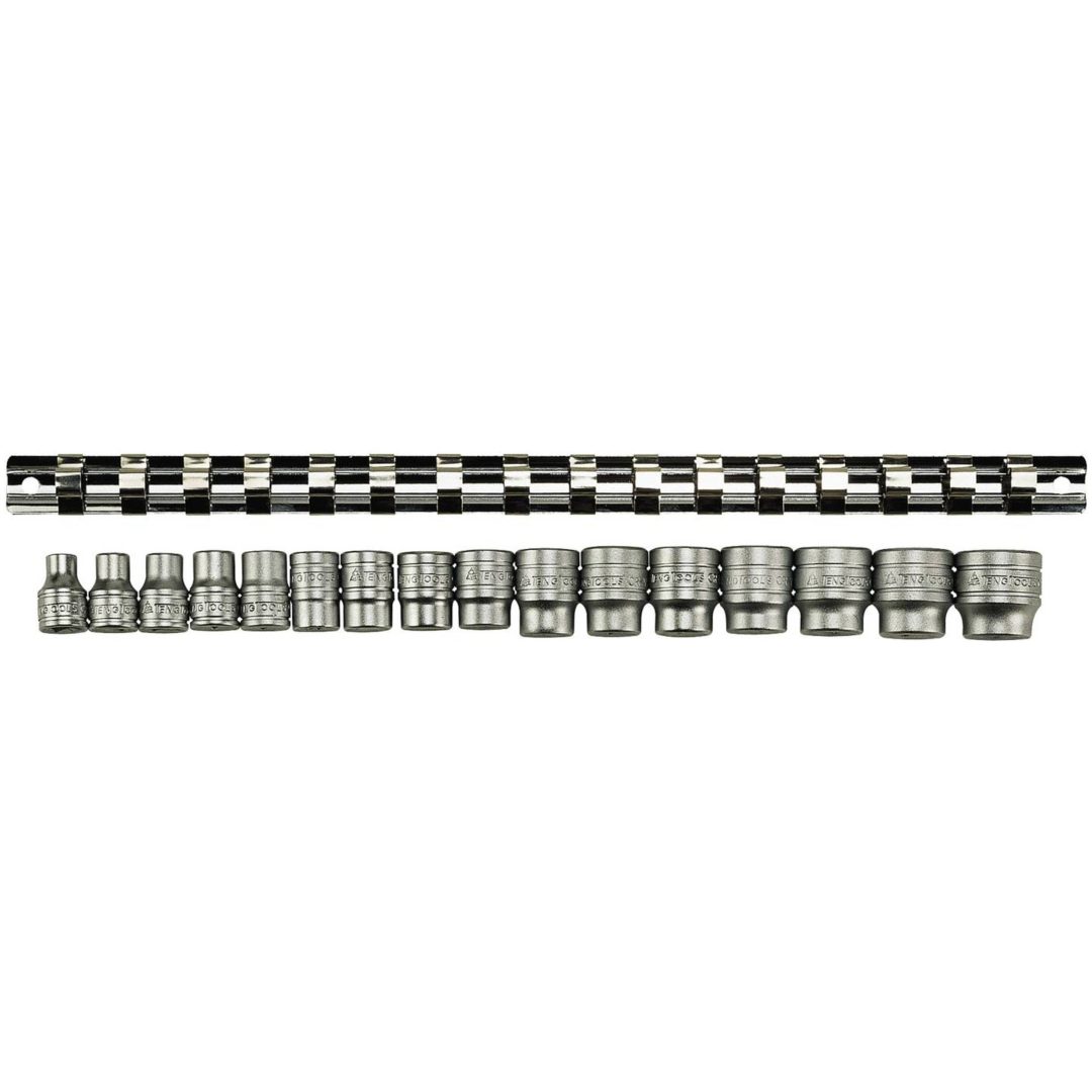 Topnøgle sæt med 3/8" firkantfæste M3816 Teng Tools TOPNØGLESÆT 3/8 7-22MM 17 DELE