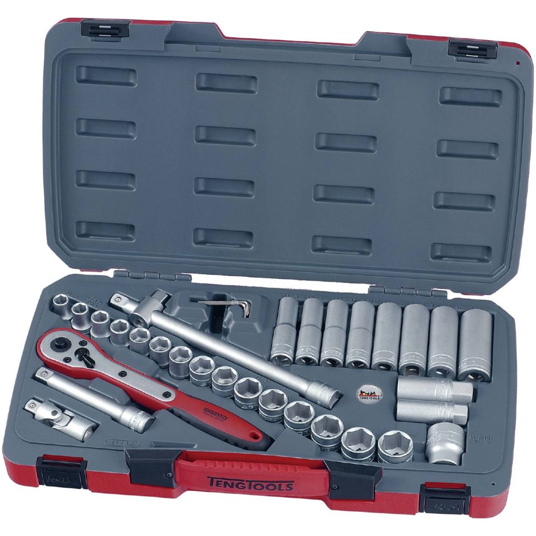 Topnøglesæt med 1/2" firkantfæste M1234 Teng Tools TOPNØGLESÆT 1/2 T1234