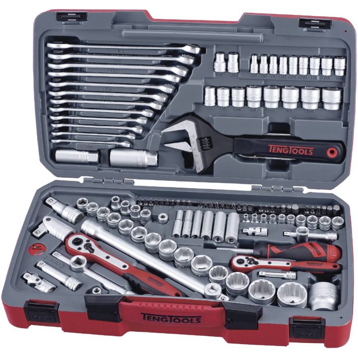 Topnøglesæt med 1/4", 3/8" og 1/2" firkantfæste TM127 Teng Tools VÆRKTØJSSÆT 127 DELE – billede 2