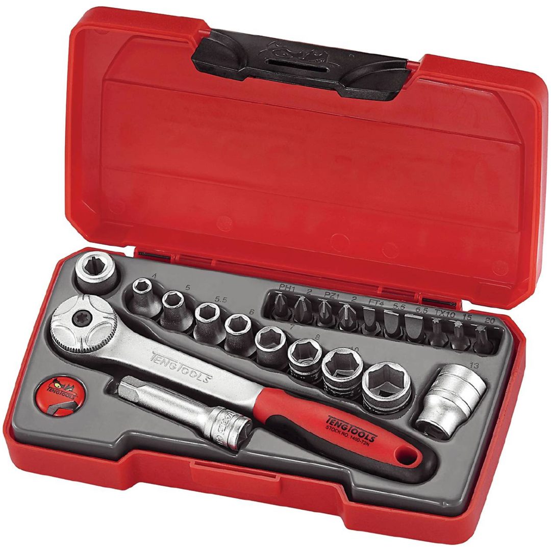 Topnøglesæt med 1/4" firkantfæste T1422 Teng Tools TOPNØGLESÆT 1/4 T1422
