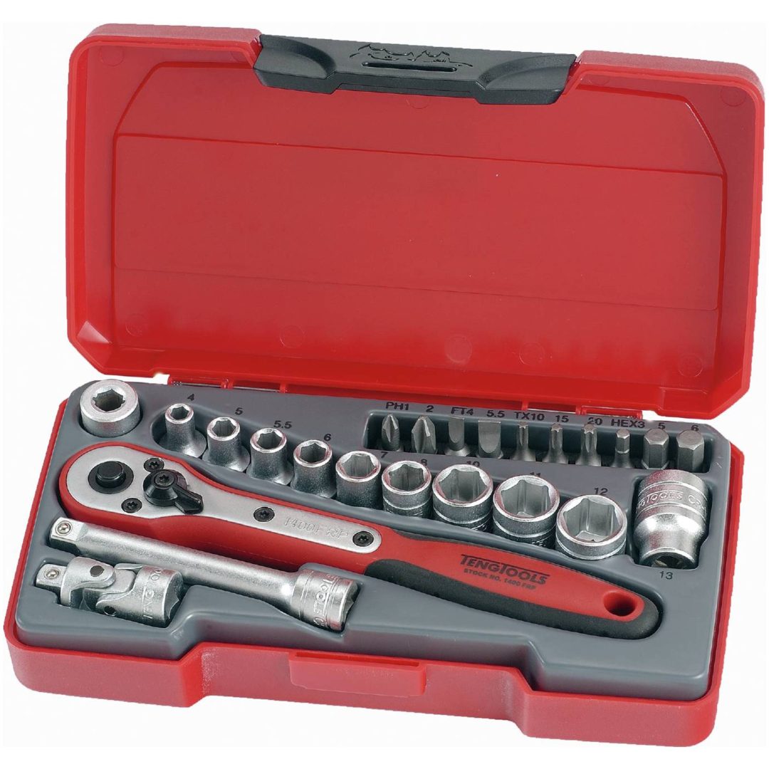 Topnøglesæt med 1/4" firkantfæste T1424 Teng Tools TOPNØGLESÆT 1/4 T1424 – billede 2