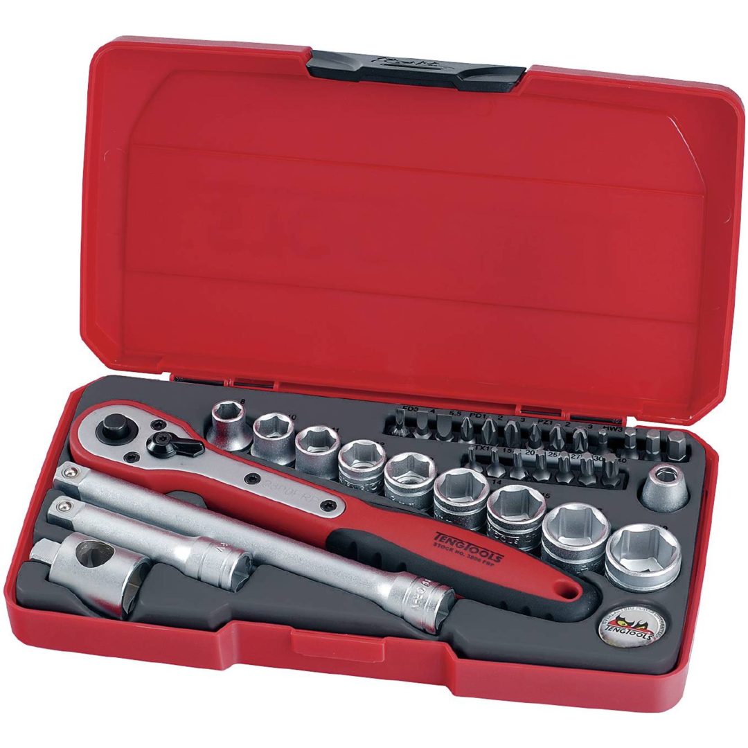 Topnøglesæt med 3/8" firkantfæste T3834 Teng Tools Topnøglesæt 3/8 T3834