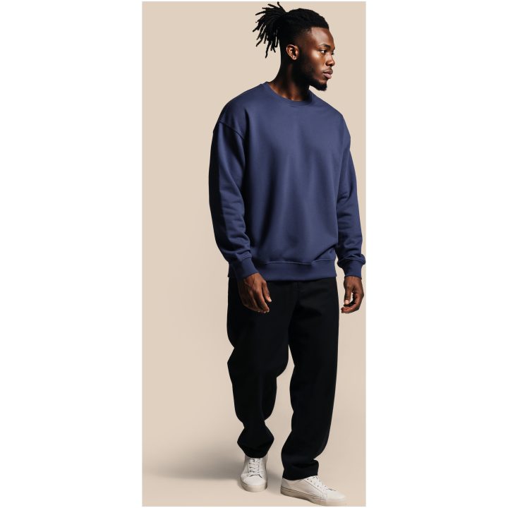 Tröja Crewneck Loose Fit Marinblå Untagged Movement – billede 3