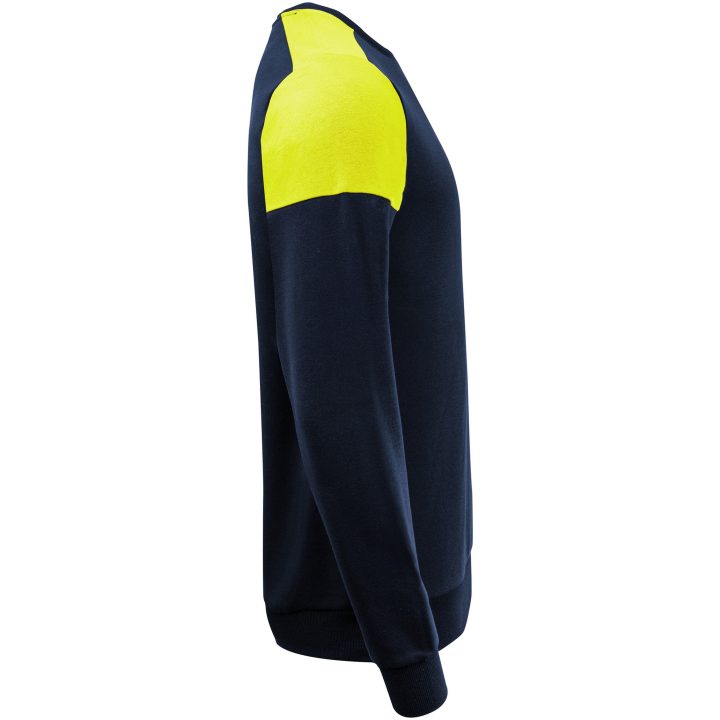Tröja Crewneck Marinblå/neongul Printer PRIME XS – billede 3