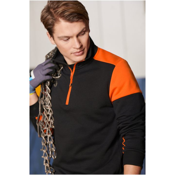 Tröja Halfzip Svart/orange Printer PRIME XS – billede 6