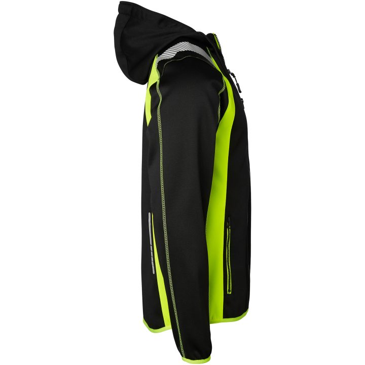 Trøje 276 Hel-lynlås med fast hætte Sort/Fluor Gul Top Swede XS – billede 2