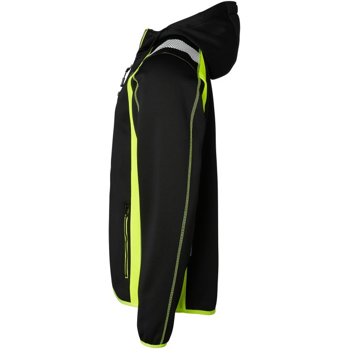 Trøje 276 Hel-lynlås med fast hætte Sort/Fluor Gul Top Swede XS – billede 4