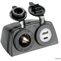 Udtage Lighter + USB-A + USB-C med hylster Osculati