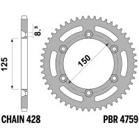 Ultra-Light Aluminium Rear Sprocket - 428 PBR