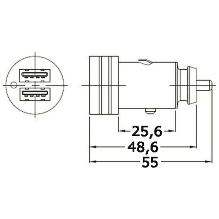 USB-stik Dobbelt 12 24V Osculati – billede 2