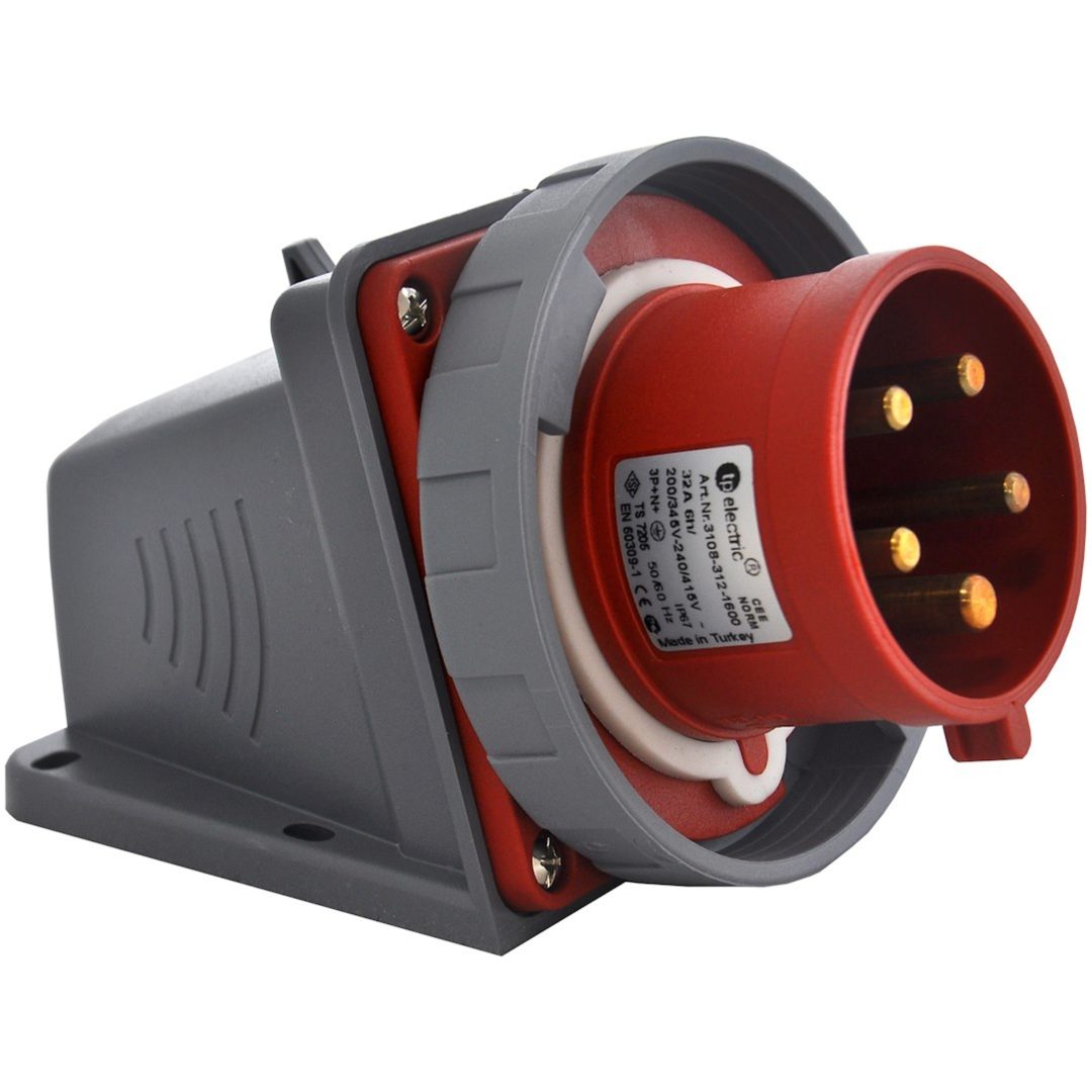 Vægindtag, 16A, 3P+N+J, 400V, 6h, IP67 MALMBERGS