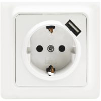 Vægstik Gamma, 1-vejs med 1 stk. USB-stik MALMBERGS