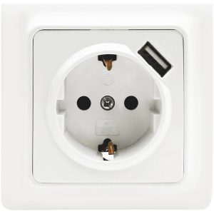 Vægstik Gamma, 1-vejs med 1 stk. USB-stik MALMBERGS