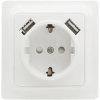 Vægstik Gamma, 1-vejs med 2 stk. USB-stik MALMBERGS