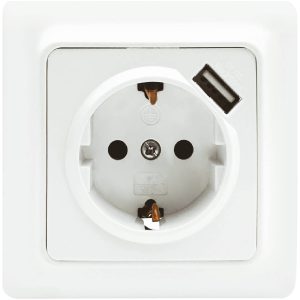 VÄGGUTTAG GAMMA 1-VÄG, 1-USB