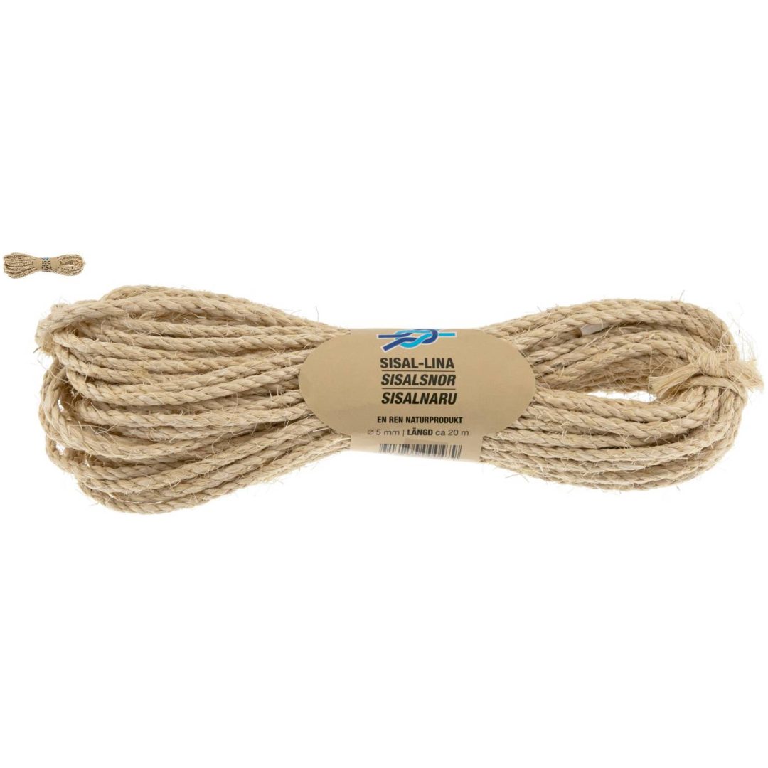 Vaskesnor sisal TØRRESNOR SISAL 5,0MMX20M NATUR