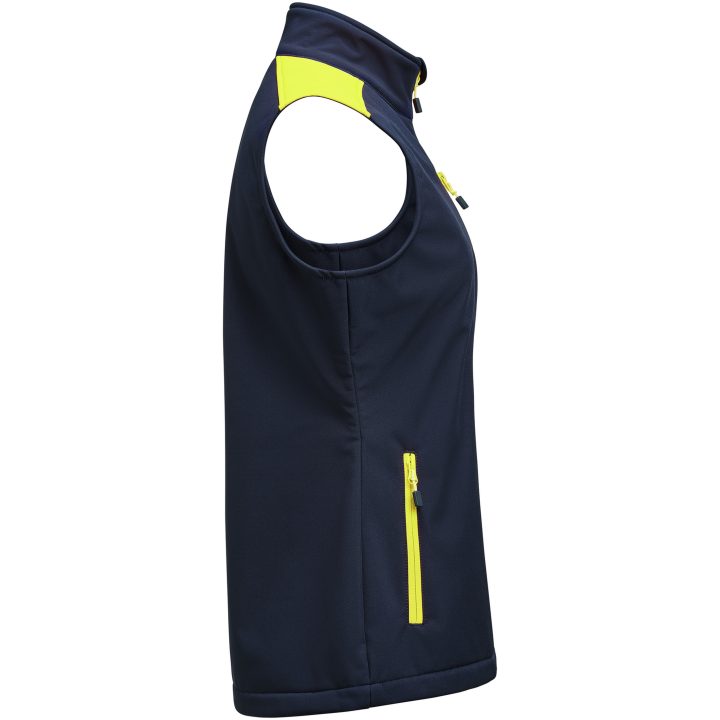 Väst Dam Softshell Marinblå/neongul Printer PRIME XS – billede 3