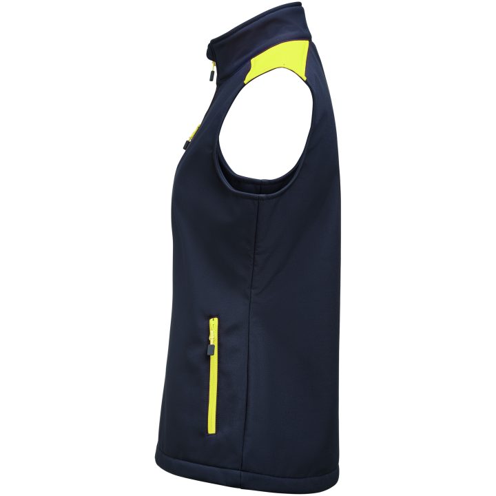 Väst Dam Softshell Marinblå/neongul Printer PRIME XS – billede 4