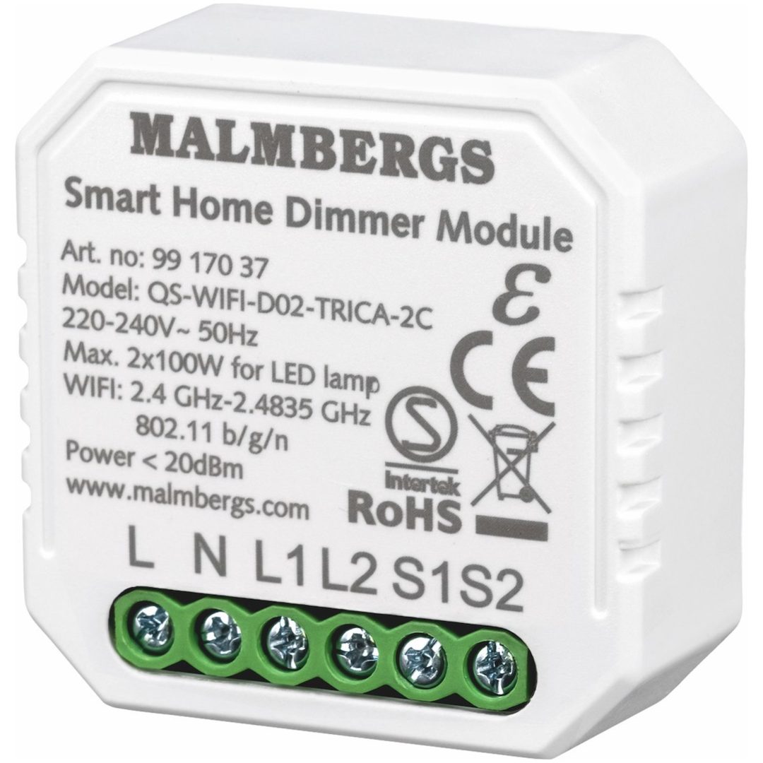 WiFi Smart Lysdæmper 2-kanals / Krone, 2x100W LED MALMBERGS